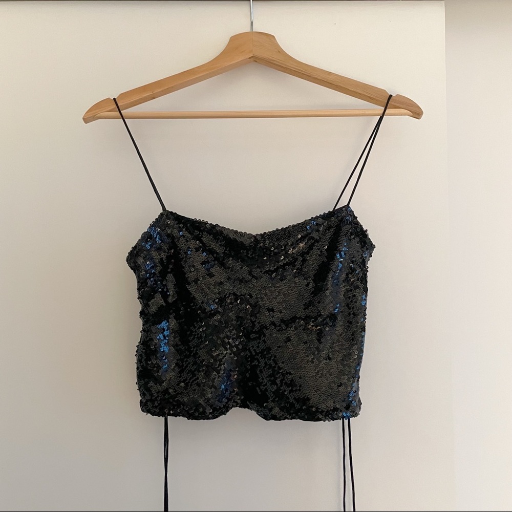Jenny Packham Sequin Cropped Tank Top
